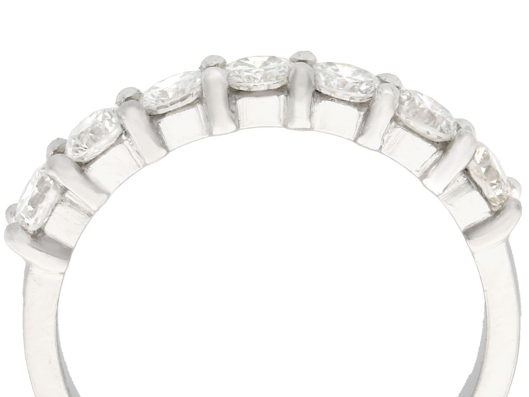 An impressive vintage 1980's 0.77 carat diamond and platinum half eternity ring; part of our diverse diamond jewellery and estate jewelry collections.

This fine and impressive vintage diamond ring has been crafted in platinum.

The half eternity