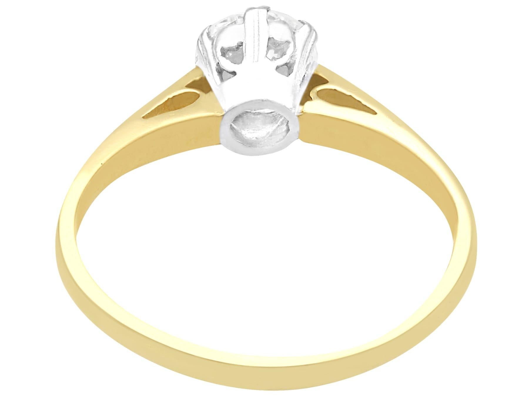 Bague de fiançailles solitaire en or jaune et diamant des années 1980 Pour femmes en vente