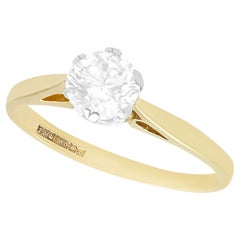 Retro 1980s Diamond and Yellow Gold Solitaire Engagement Ring