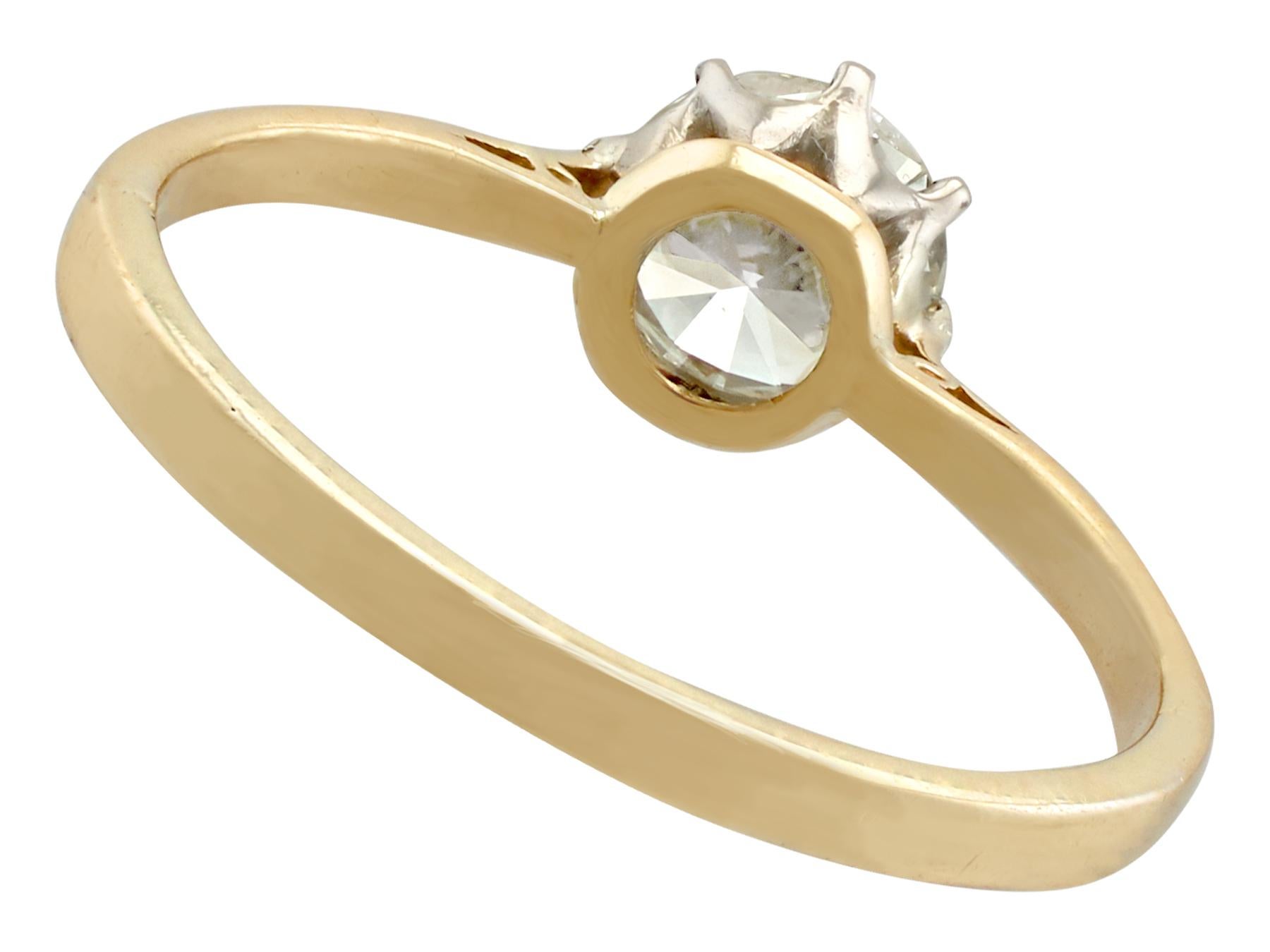 1980s Diamond and Yellow Gold White Gold Set Solitaire Ring  Damen