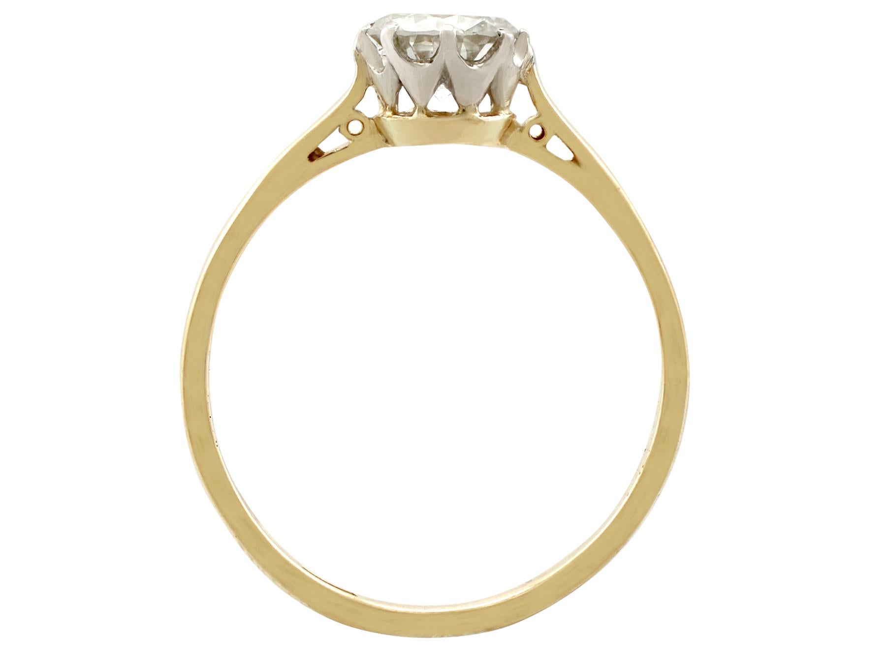 Women's 1980s Diamond and Yellow Gold White Gold Set Solitaire Ring 