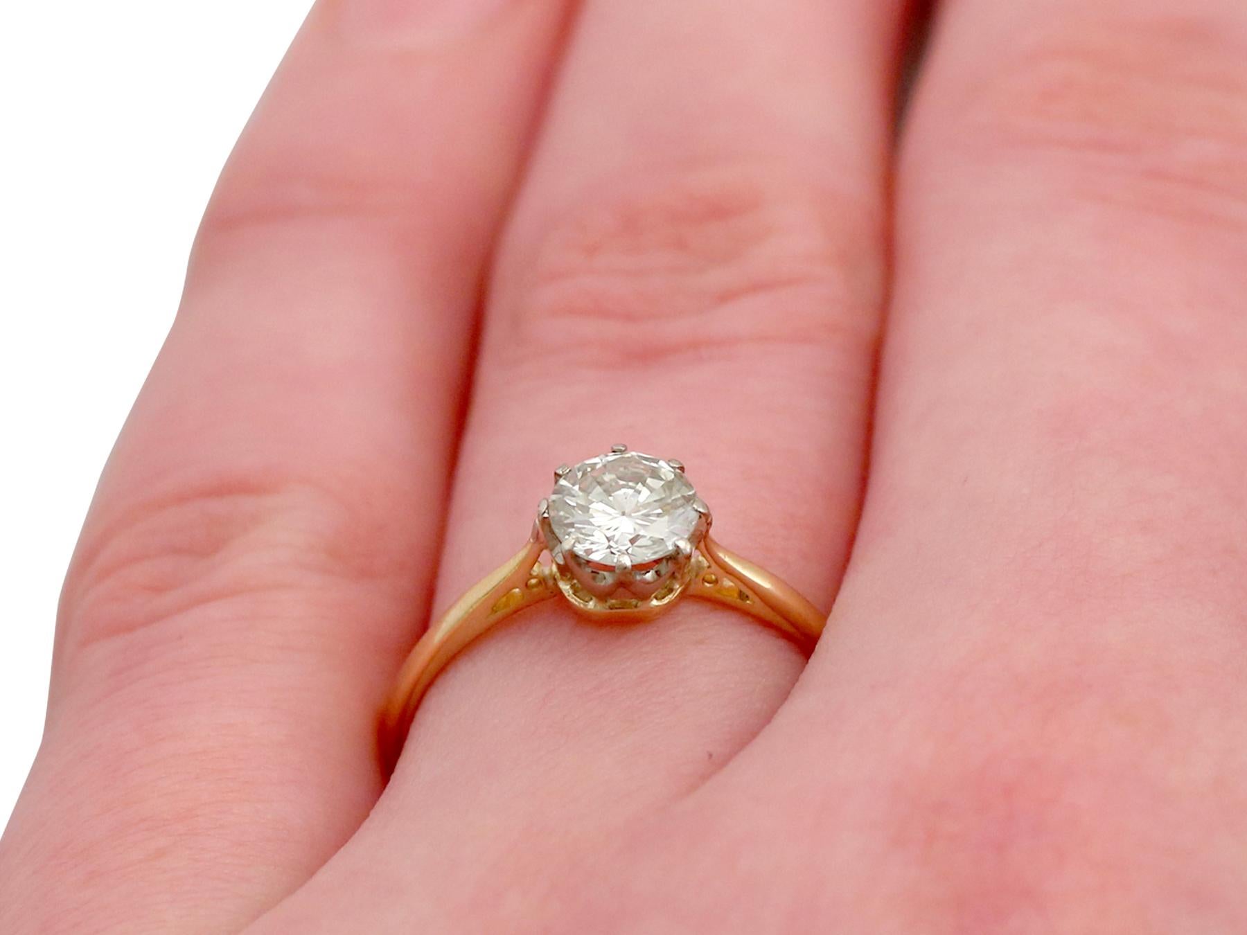 1980s Diamond and Yellow Gold White Gold Set Solitaire Ring  3