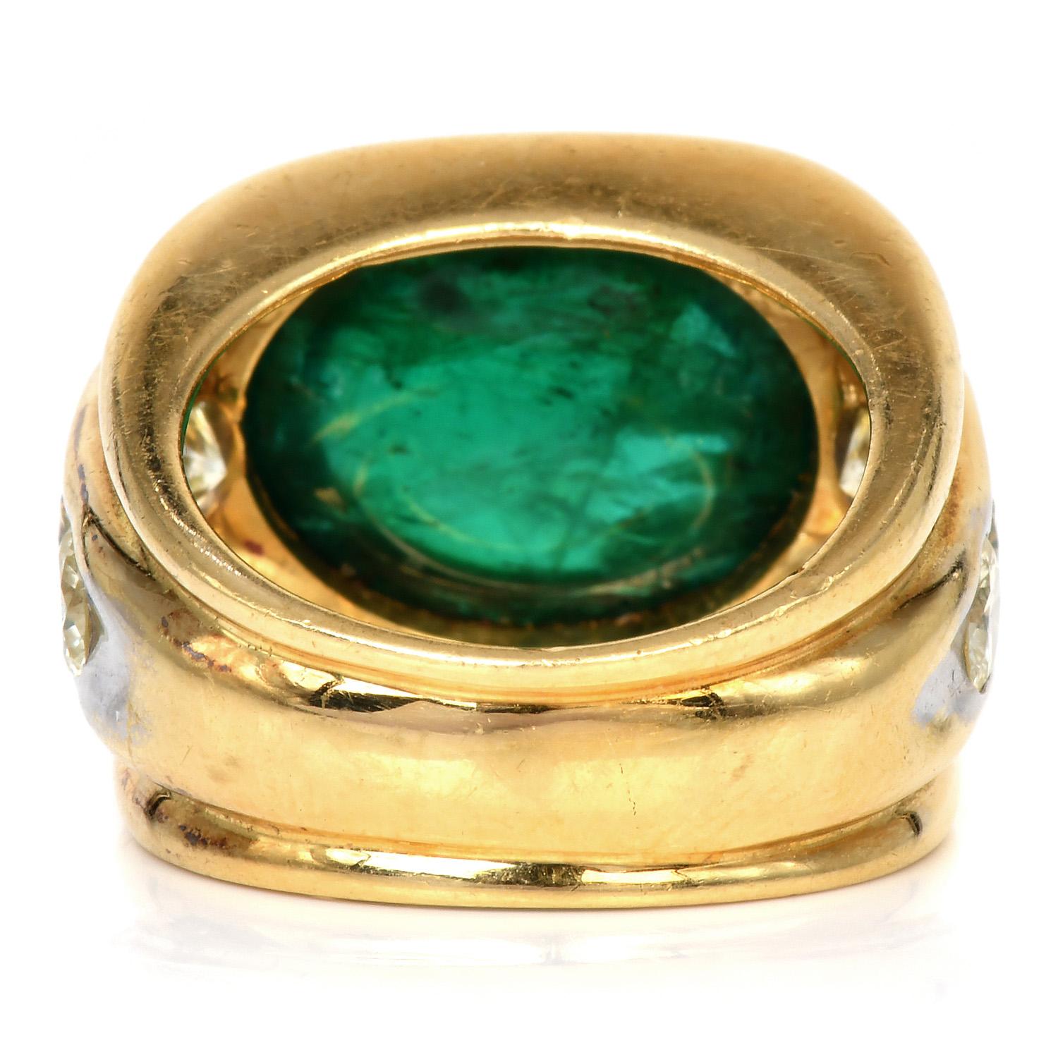 men's gold emerald ring