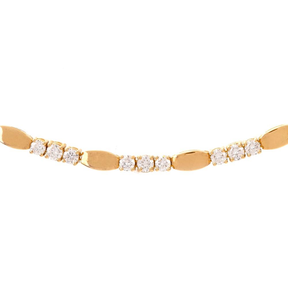 This immaculately rendered 18 Karat yellow gold necklace depicts the elegant 1980's fancy tank chain links, weighs 32.7 grams and measures 16 inches long x 3mm wide. Timelessly elegant, appropriate for all outfits and pleasantly flexible in style