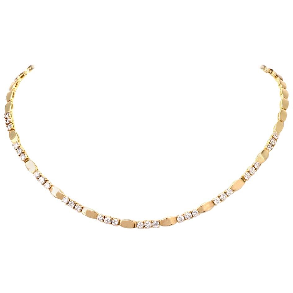 1980s Diamond Choker 18 Karat Gold Link Necklace