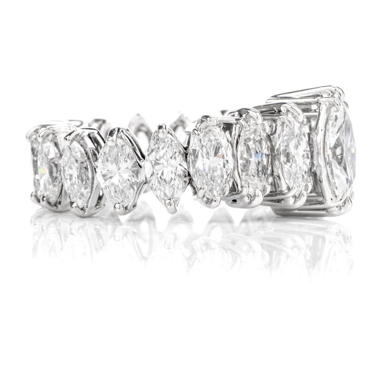 1980s Diamond Eternity Platinum Marquise Engagement Ring at 1stDibs