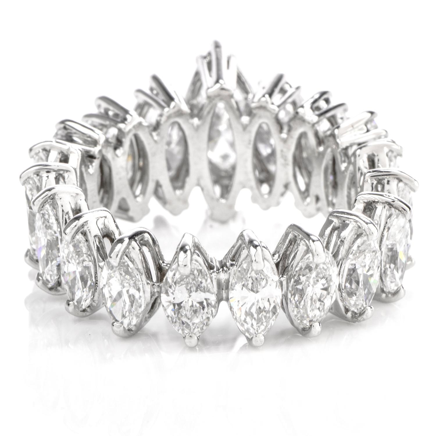 Women's 1980s Diamond Eternity Platinum Marquise Engagement Ring