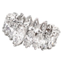 1980s Diamond Eternity Platinum Marquise Engagement Ring