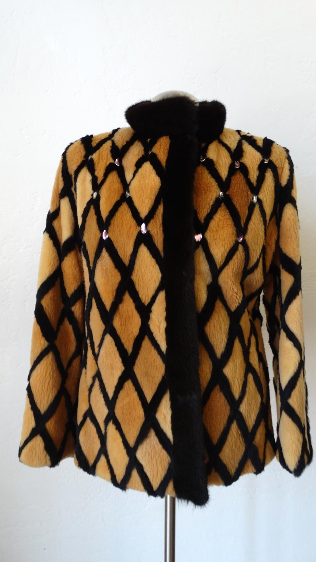 1980s Diamond Pattern Sheered Rabbit Fur Jacket  5