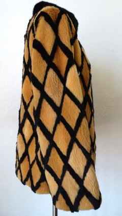 1980s Diamond Pattern Sheered Rabbit Fur Jacket