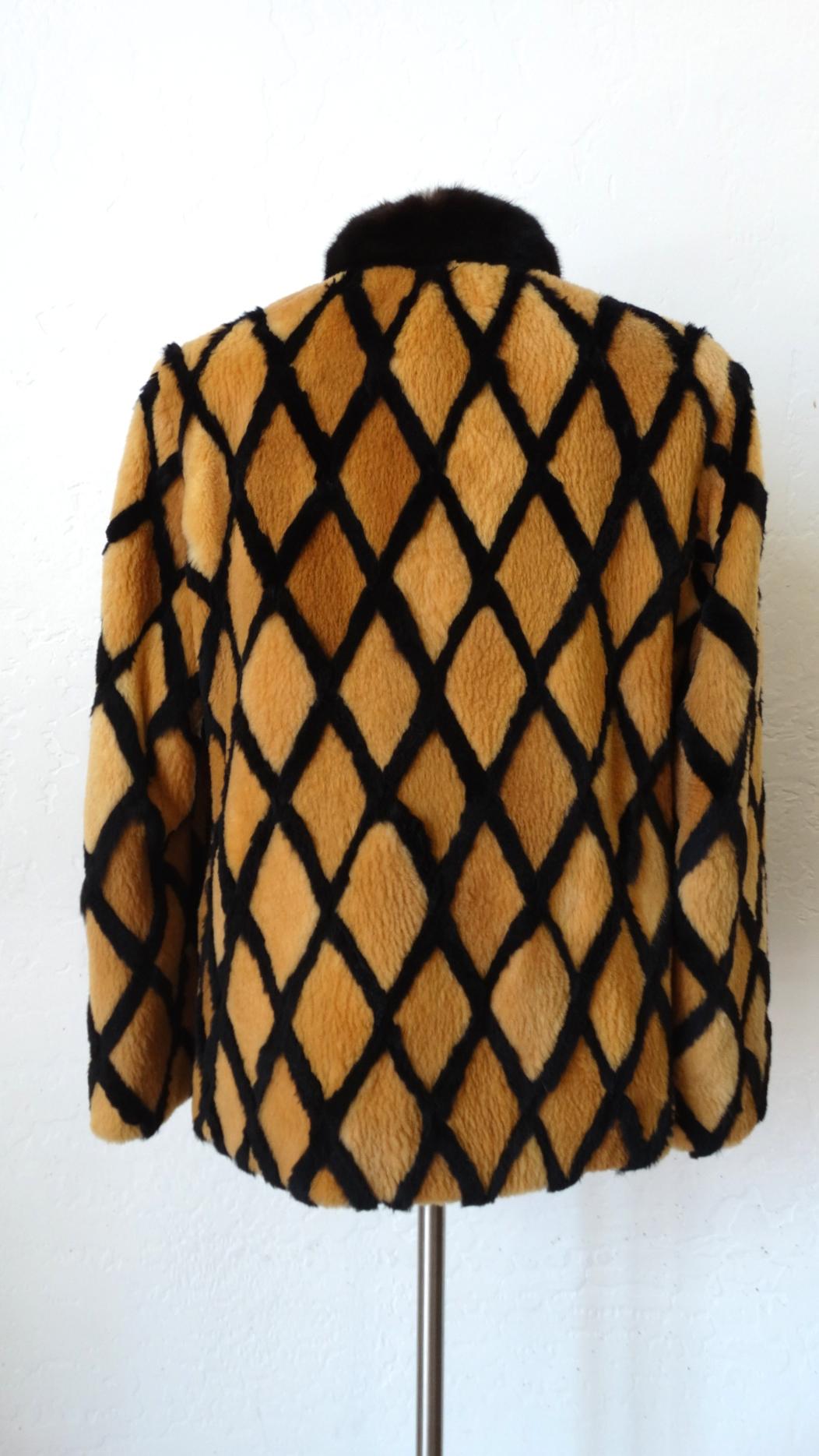 1980s Diamond Pattern Sheered Rabbit Fur Jacket  In Good Condition In Scottsdale, AZ