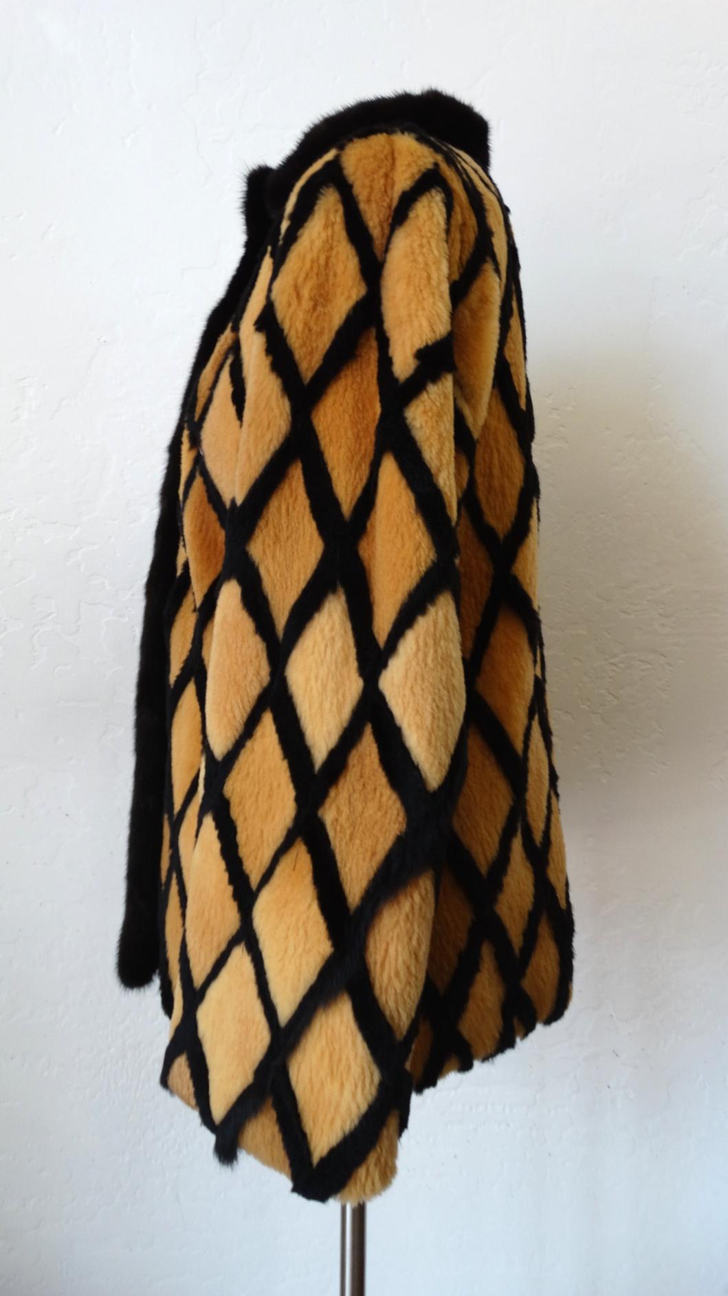 1980s Diamond Pattern Sheered Rabbit Fur Jacket  2