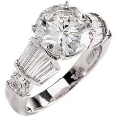1980s Diamond Platinum Baguette Engagement Ring