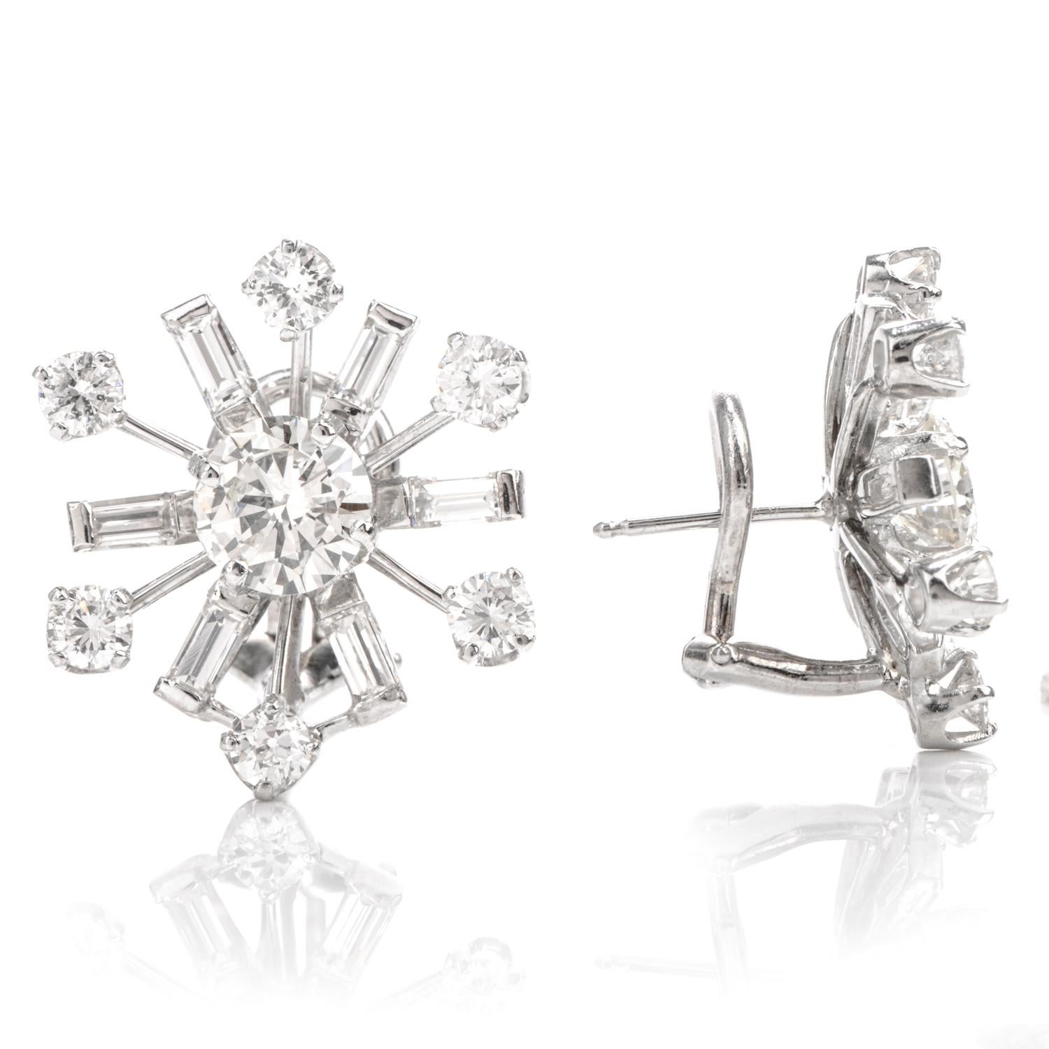 1980er Jahre Diamant Platin Pinwheel Clip-Ohrringe im Zustand „Hervorragend“ im Angebot in Miami, FL