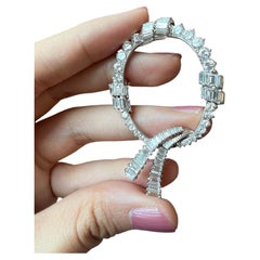 1980s Diamond Ribbon Wreath Brooch in 18 Karat White Gold