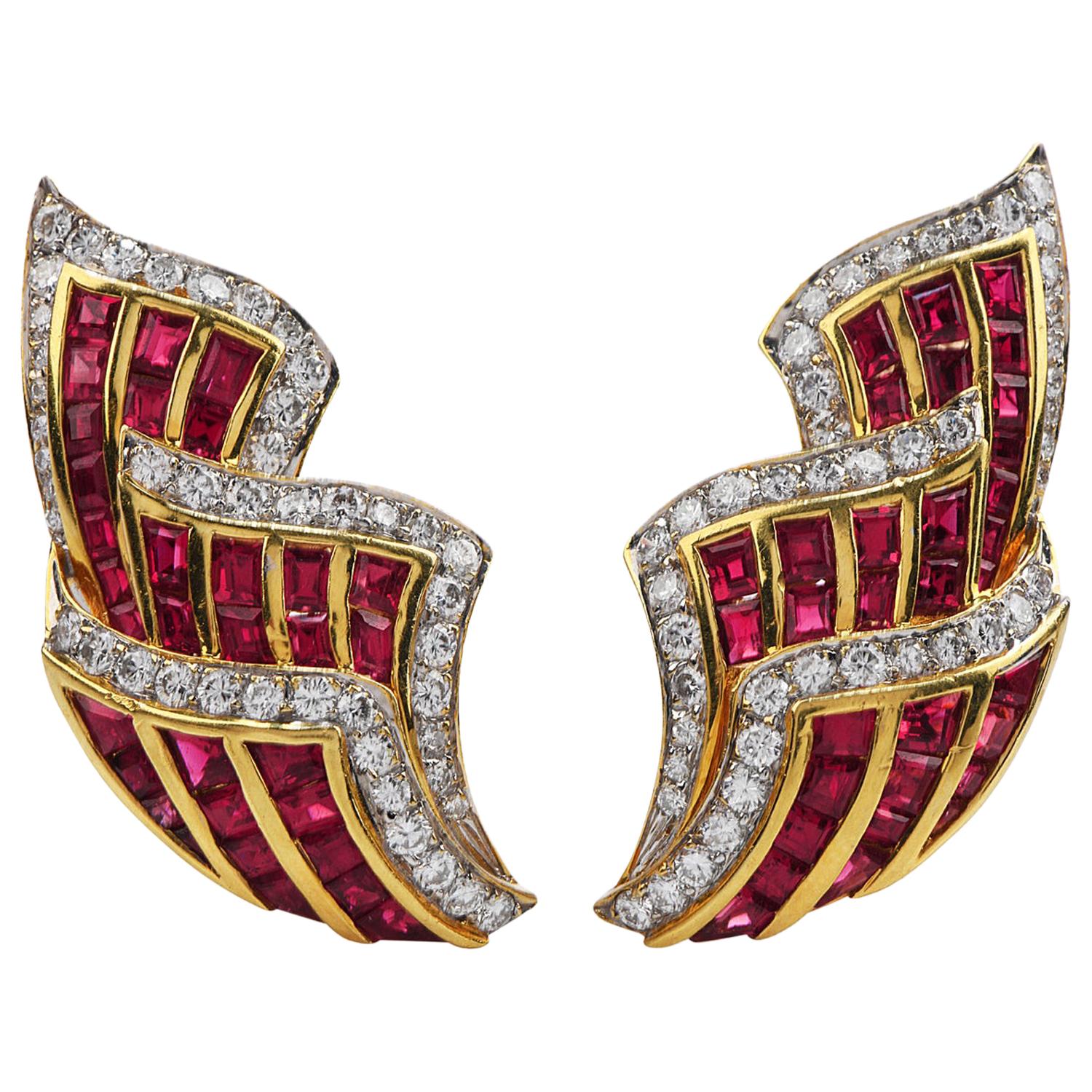 Diamond Platinum Ear Crawler Earrings For Sale at 1stDibs