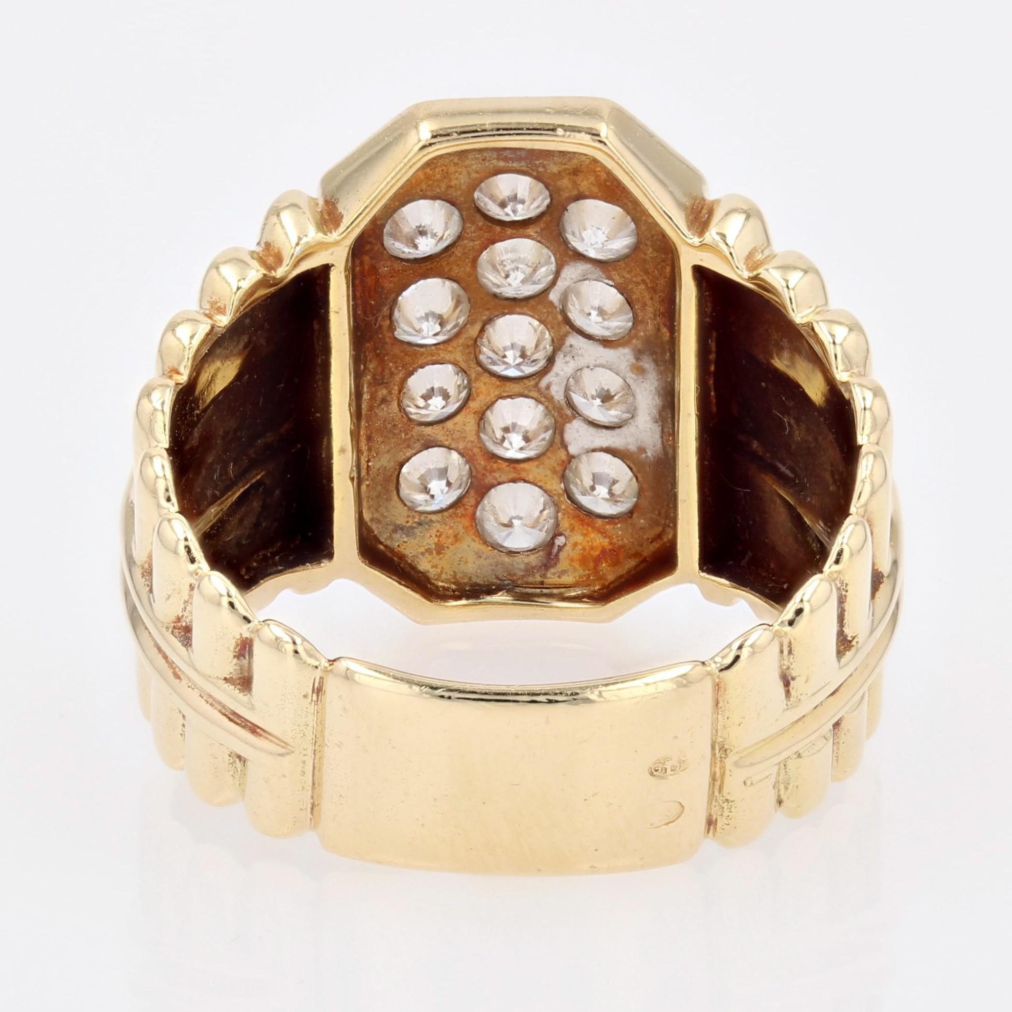 1980s Diamonds 18 Karat Yellow Gold Gadrooned Retro Ring For Sale 10
