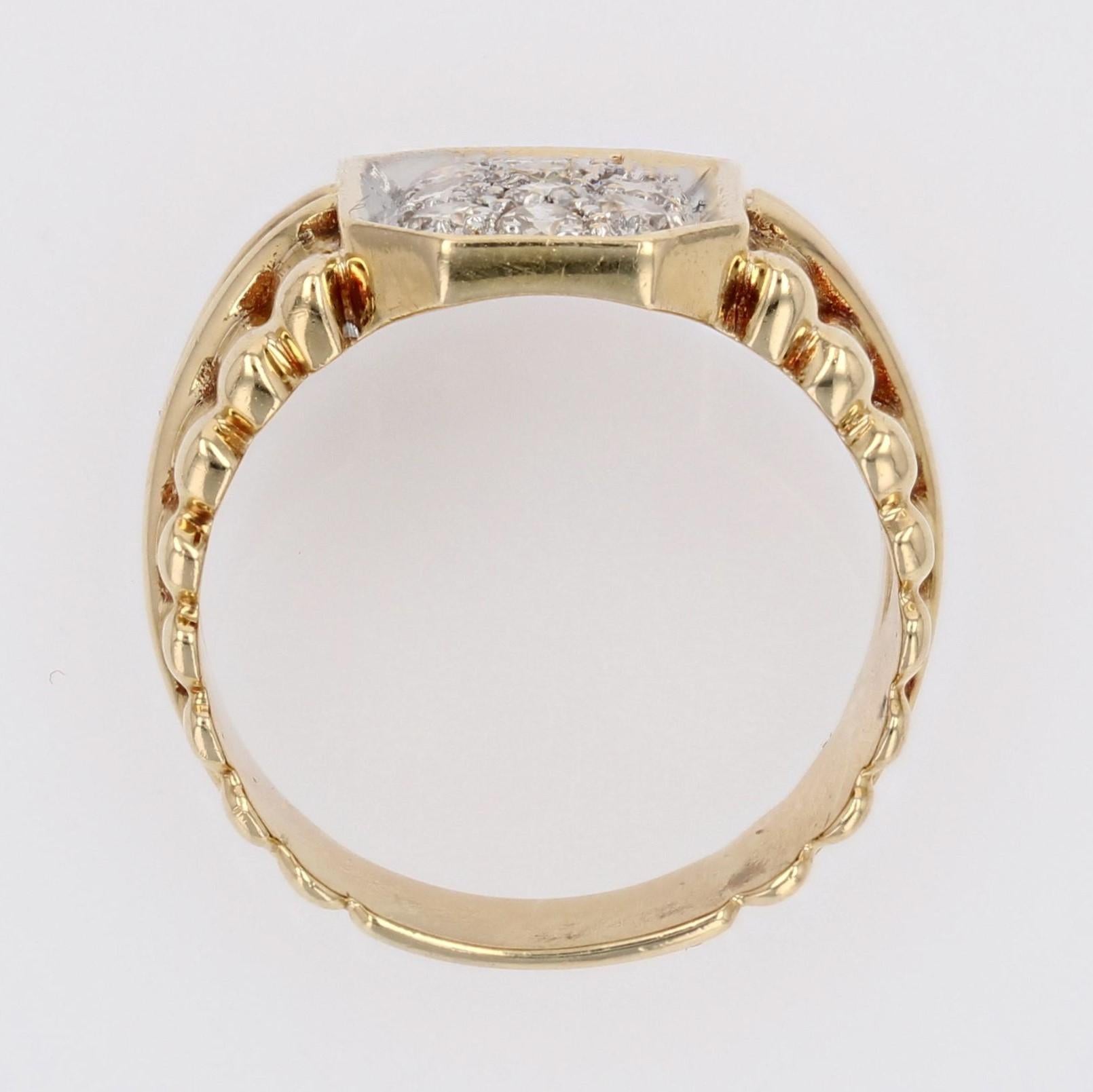 Gadrooned Retro-Ring aus 18 Karat Gelbgold mit Diamanten, 1980er Jahre im Angebot 11