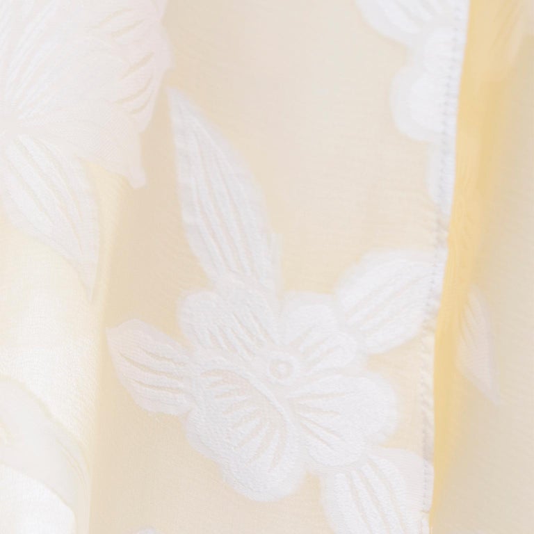 1980s Diane Freis Beaded Ivory Silk Floral Vintage Dress W Sash or Scarf For Sale 11