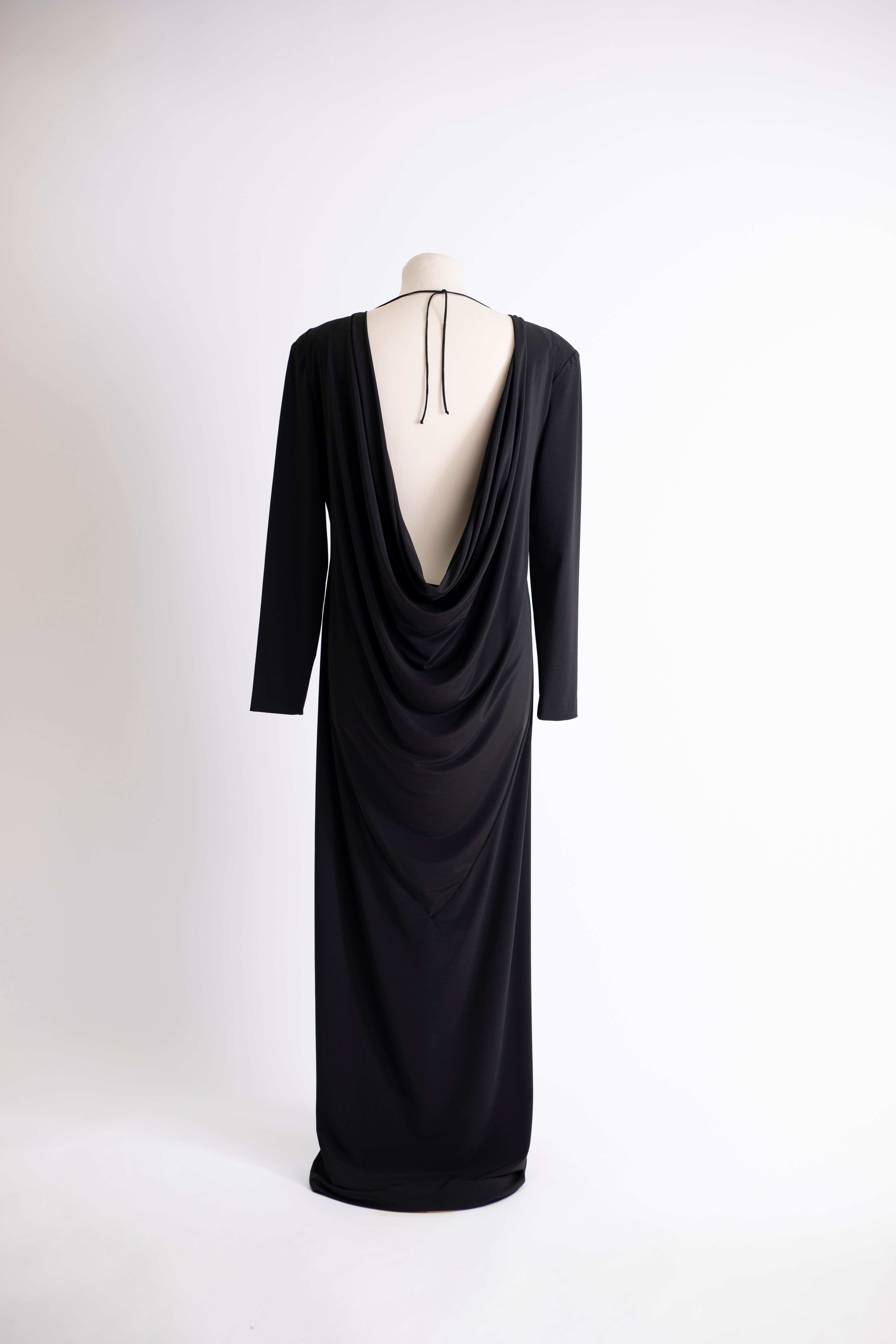 1980s Dimitri Kritsas long black dress In Excellent Condition For Sale In Milano, IT