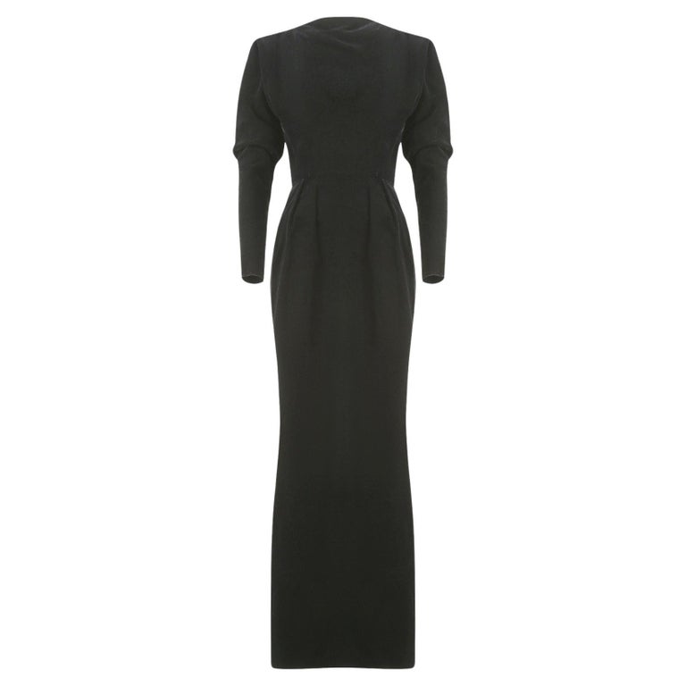 1980s Dior Attributed Haute Couture Black Velvet Dress For Sale at 1stDibs