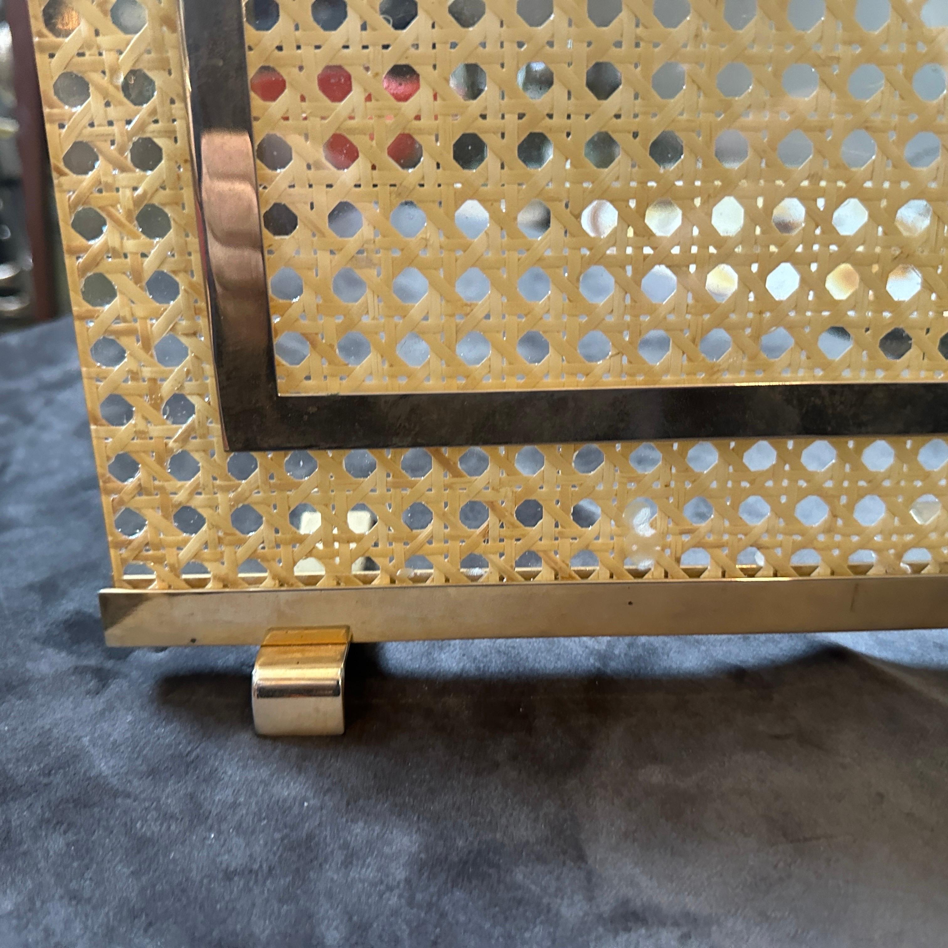 20th Century 1980s Dior Home Modern Brass, Plexiglass and Vienna Straw Picture Frame