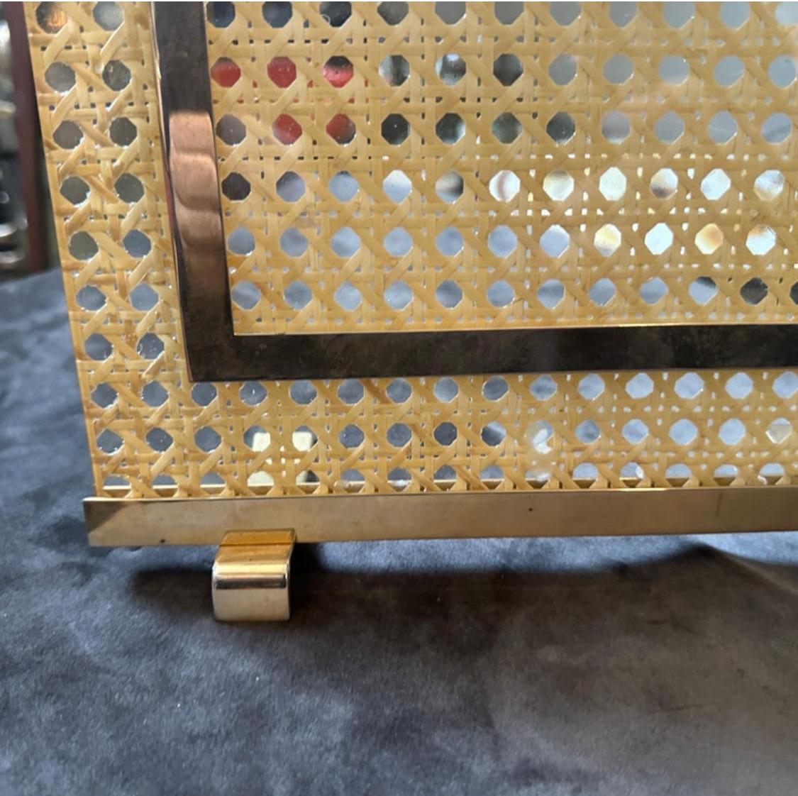 20th Century 1980s Dior Home Modern Brass, Plexiglass and Vienna Straw Picture Frame