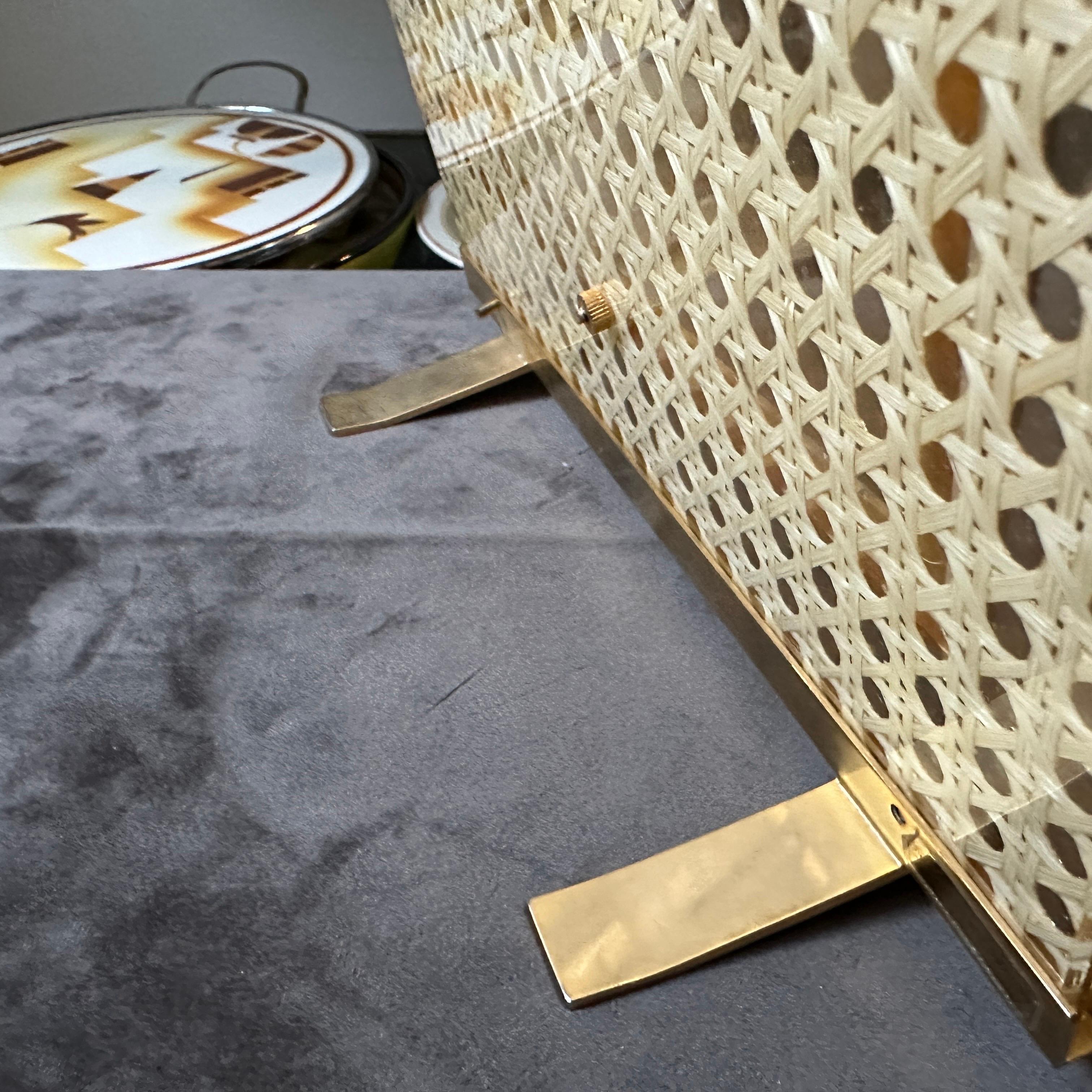 1980s Dior Home Modern Brass, Plexiglass and Vienna Straw Picture Frame 2