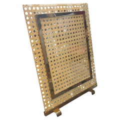 1980s Dior Home Modern Brass, Plexiglass and Vienna Straw Picture Frame