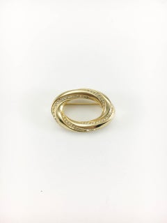 1980's Dior Rhinestone-Embellished Gilt Oval Brooch