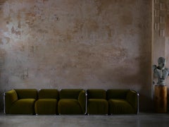 1980s Directional Five-Piece Chrome Frame Modular Sofa in Élitis Cotton Velvet