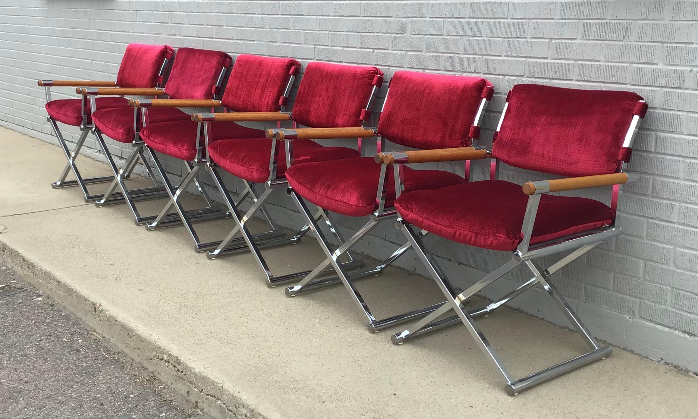 Tessuto Sedie da regista anni '80 di Cal-Style, set di 6 sedie in vendita