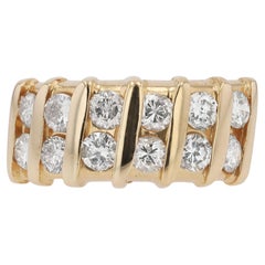 Vintage 1980's Disco Glam Diamond 14K Yellow Gold Band