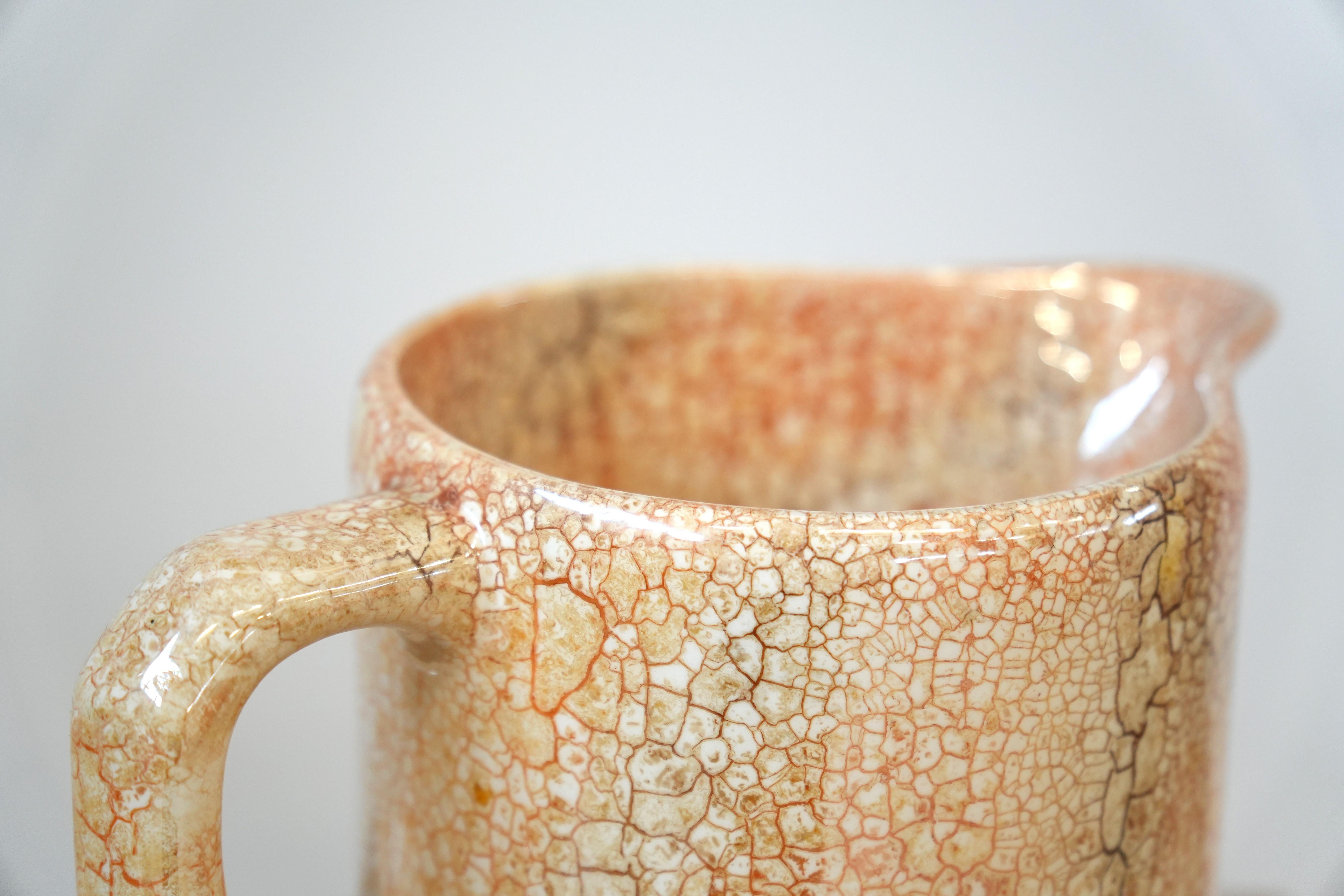 Slovak 1980s Ditmar Urbach Crackle Pitcher & Bowl - Czech Ceramic Art For Sale
