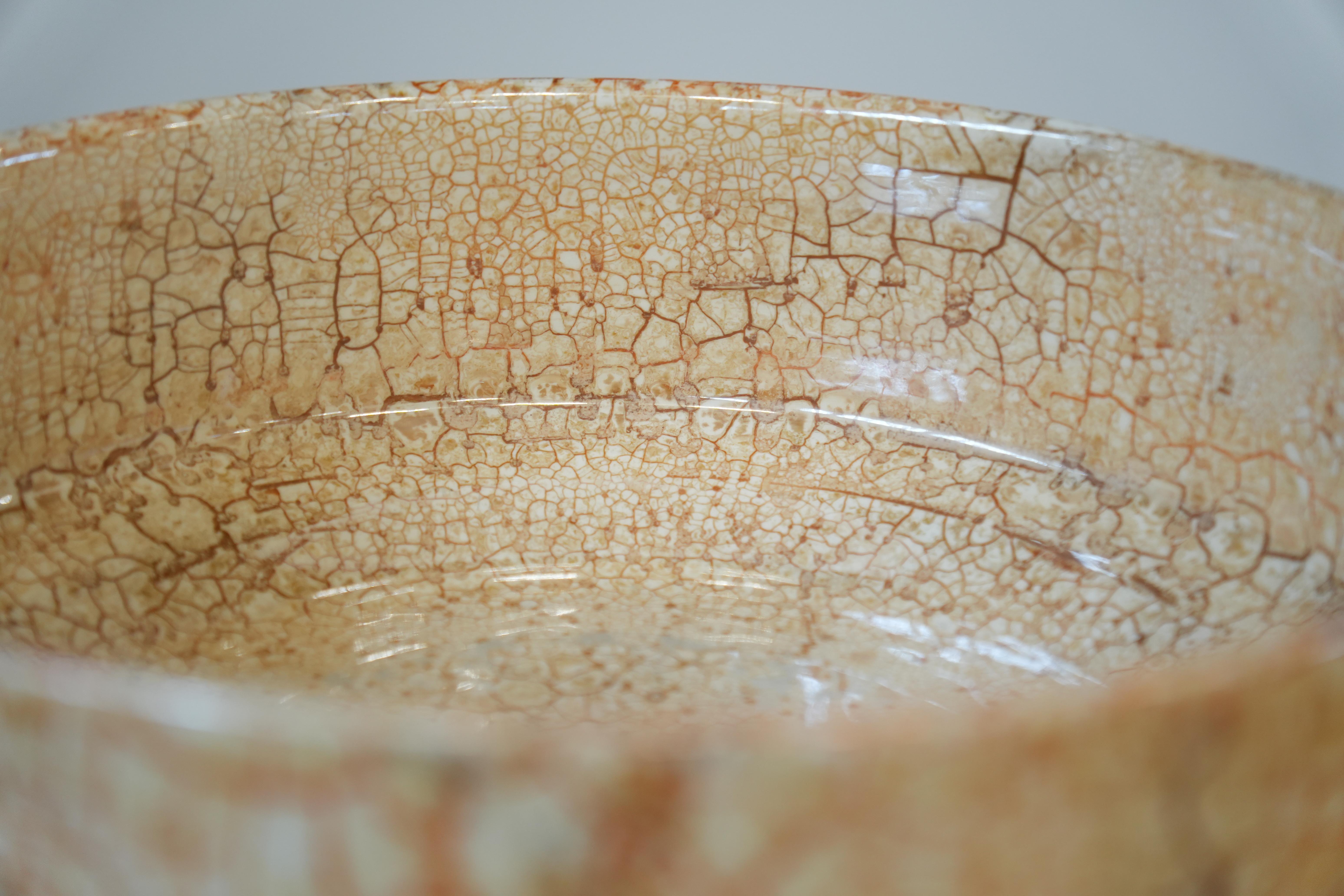 Late 20th Century 1980s Ditmar Urbach Crackle Pitcher & Bowl - Czech Ceramic Art For Sale
