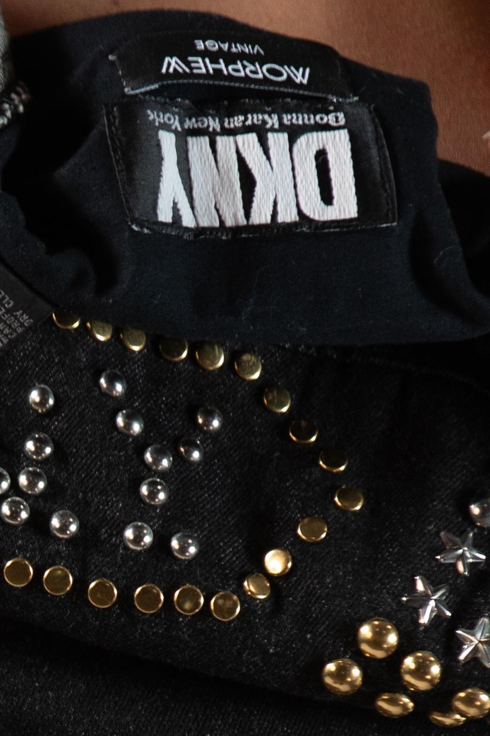 1980S DKNY Black Cotton Denim Studded 1988 Jacket For Sale 5