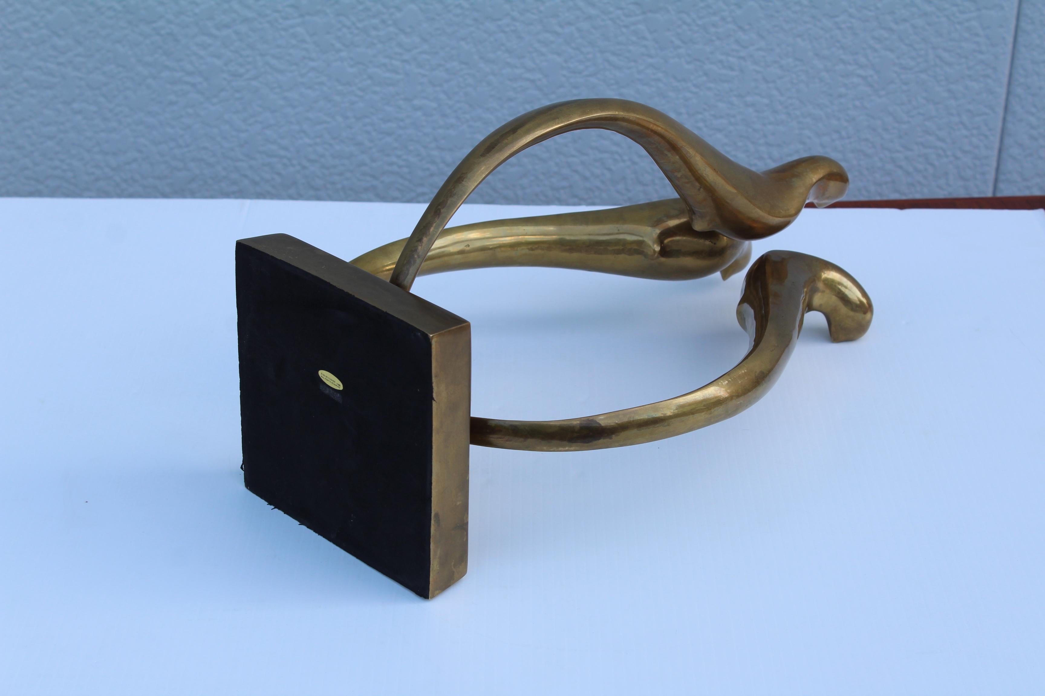 1980s Dolbi Cashier Brass Modern Sculpture 5