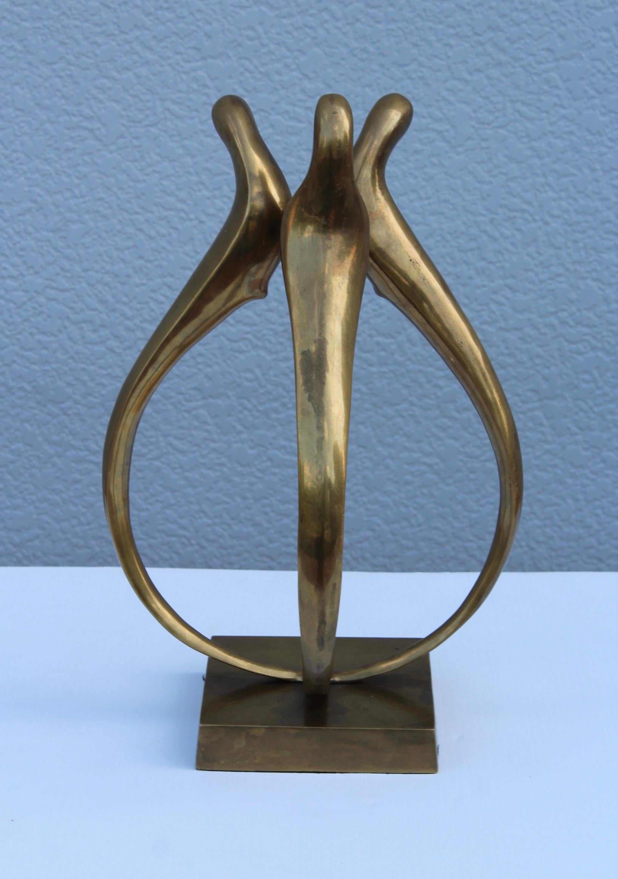 1980s Dolbi Cashier Brass Modern Sculpture 1
