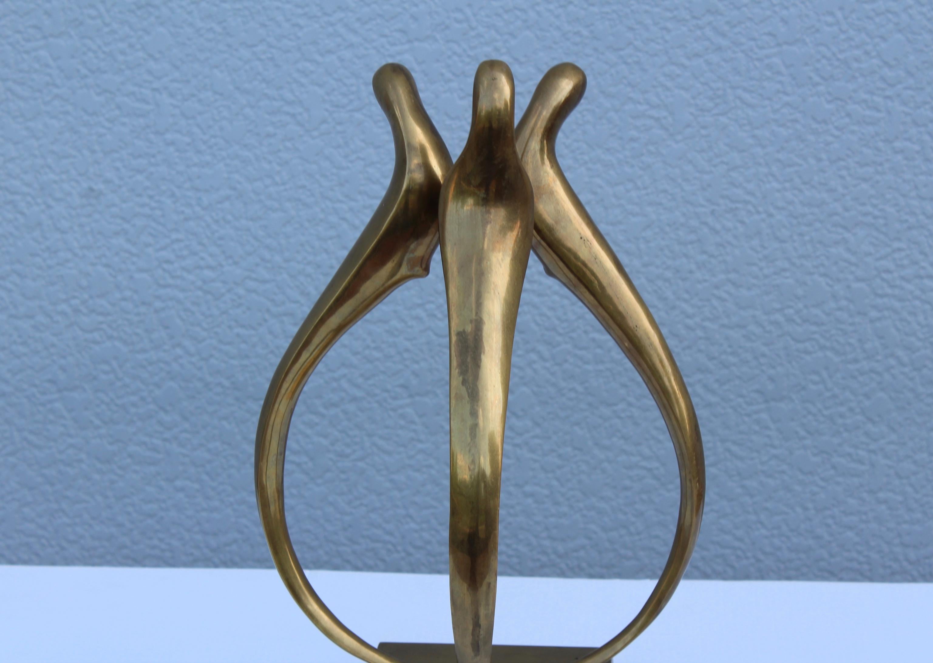 1980s Dolbi Cashier Brass Modern Sculpture 2