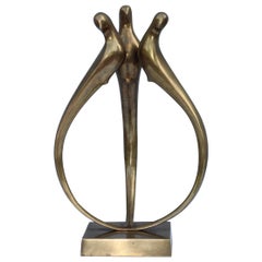 1980s Dolbi Cashier Brass Modern Sculpture