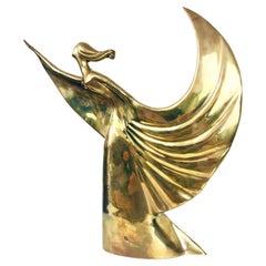 1980s Dolbi Cashier Brass Winged Lady Sculpture