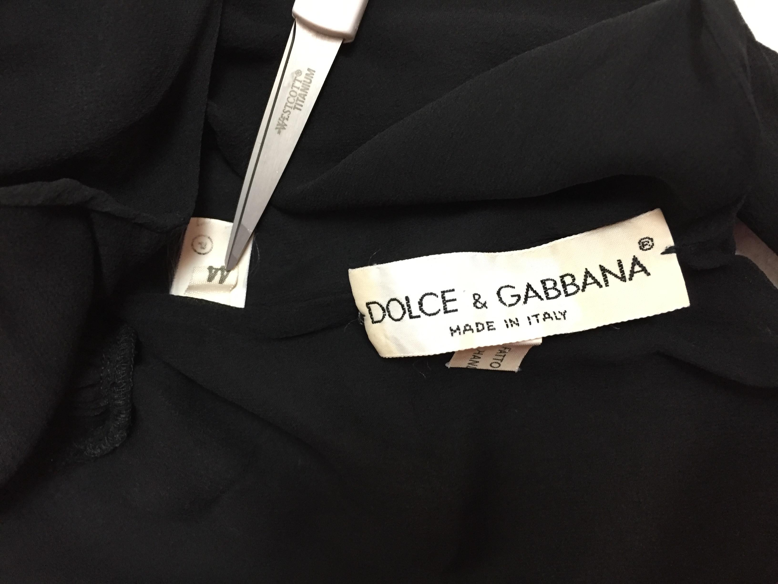 1980's Dolce & Gabbana Sheer Black Silk Rose Floral Embellished Long Dress In Good Condition In Yukon, OK