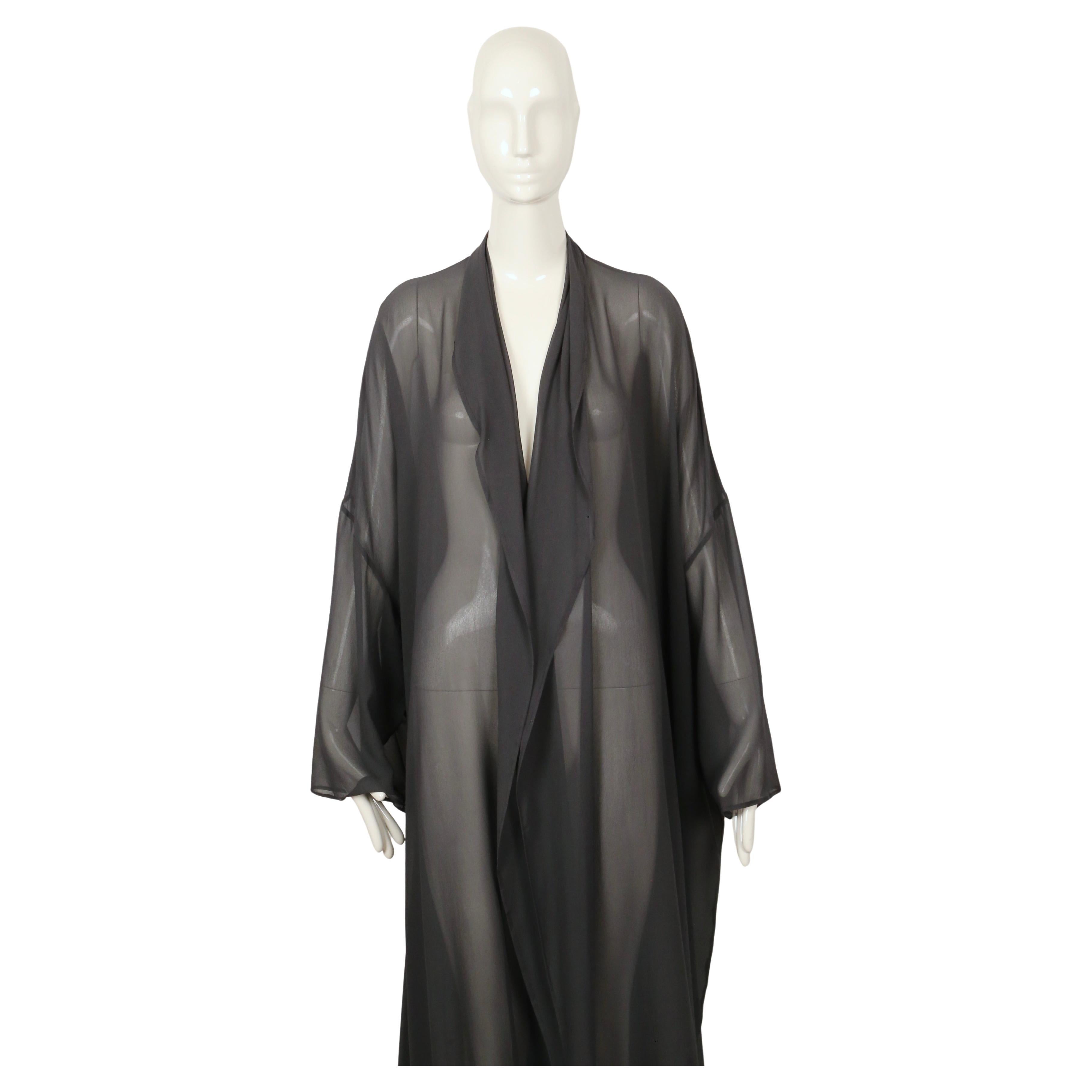 Black 1980's DOLCE & GABBANA sheer silk duster coat For Sale