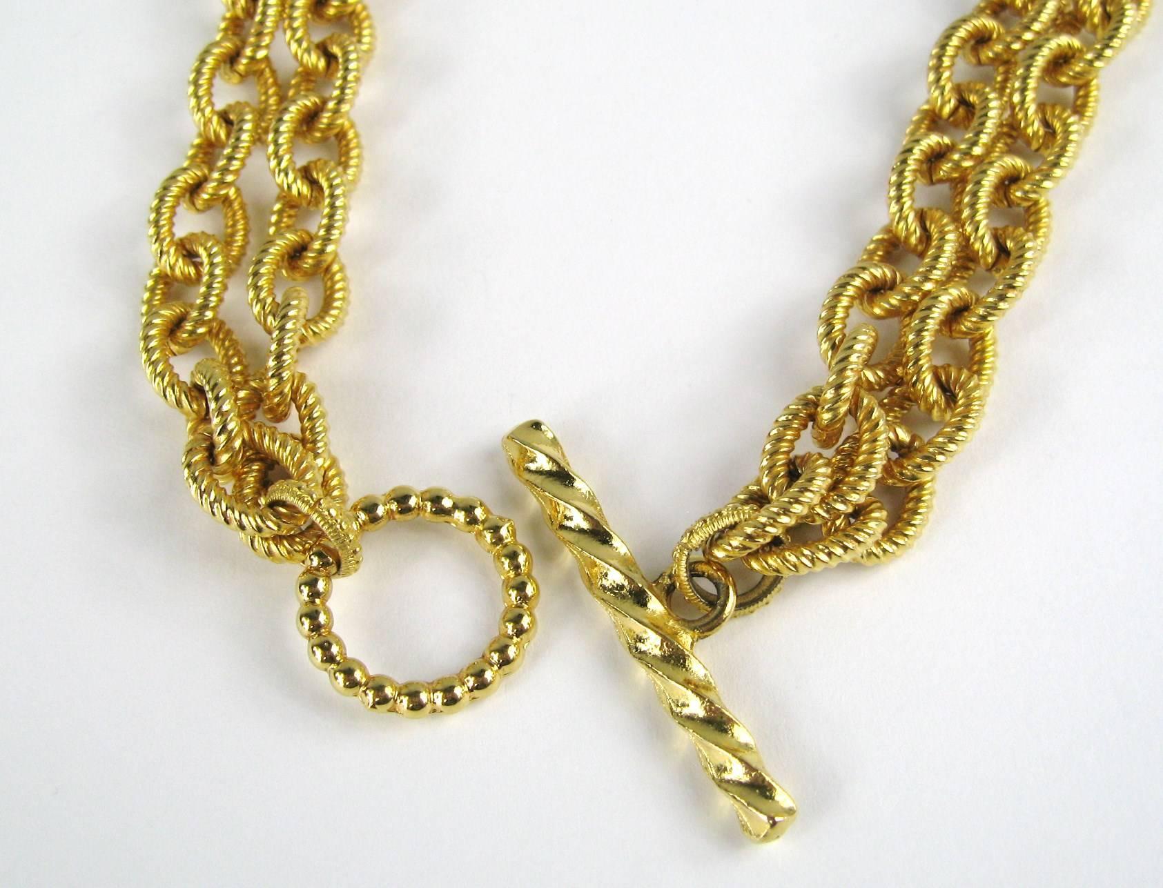 Women's 1980s Dominique Aurientis Gold Gilt Drop Necklace New, Never Worn  For Sale