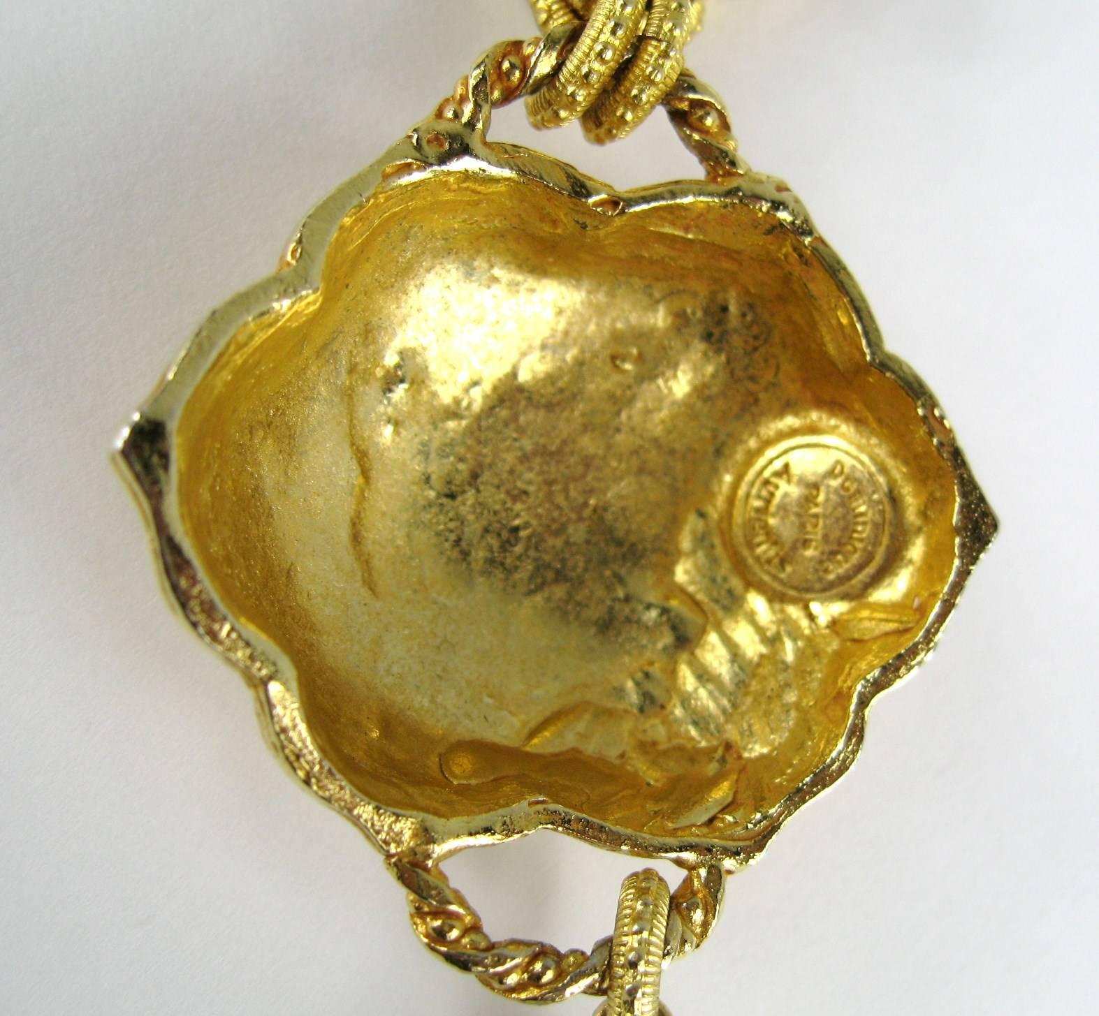 1980er Dominique Aurientis Gold vergoldete Tropfen-Halskette Neu, nie getragen im Angebot 1