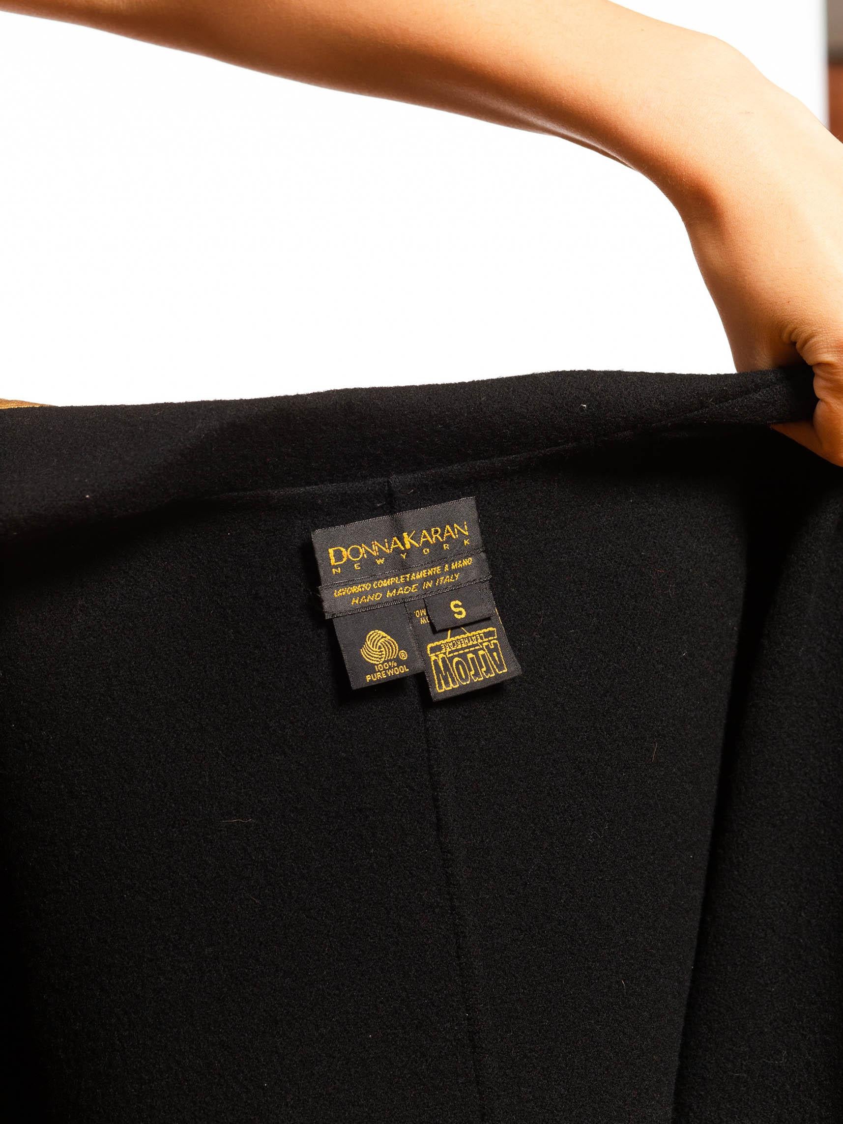 1980S Donna Karan Black Wool Coat With Gold Trimmings 6