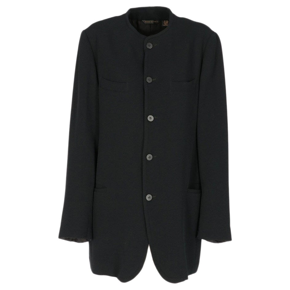 1980s Donna Karan black wool crew neck jacket