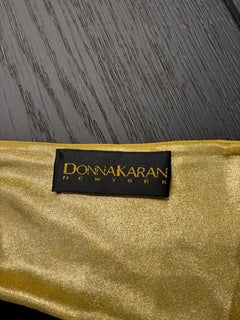1980s Donna Karan New York Gold & Black One‑Shoulder Bodycon Stretch‑Wool Gown