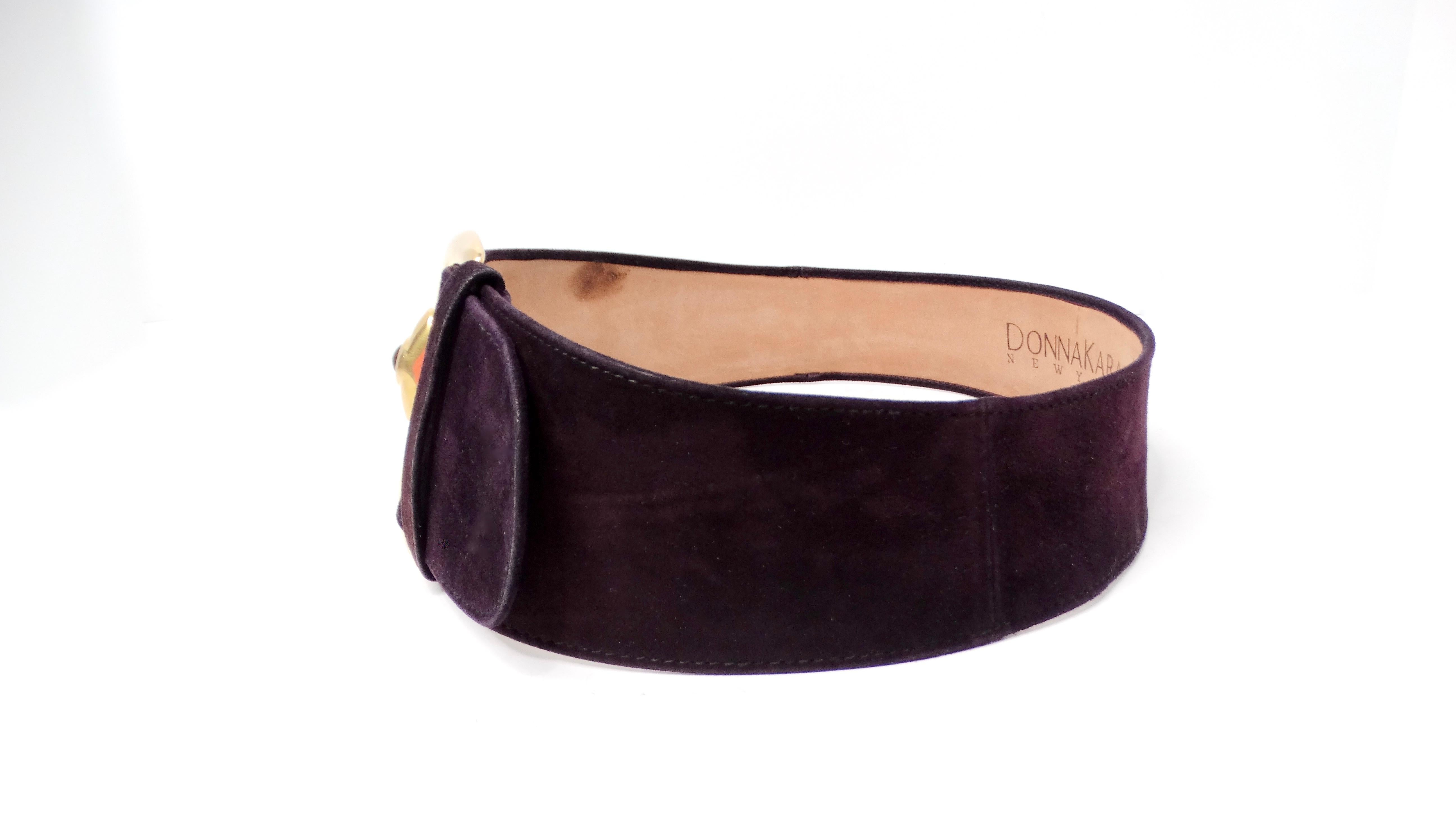 Cinturón grueso de piel de ante morada de Donna Karan de los años 80 Negro