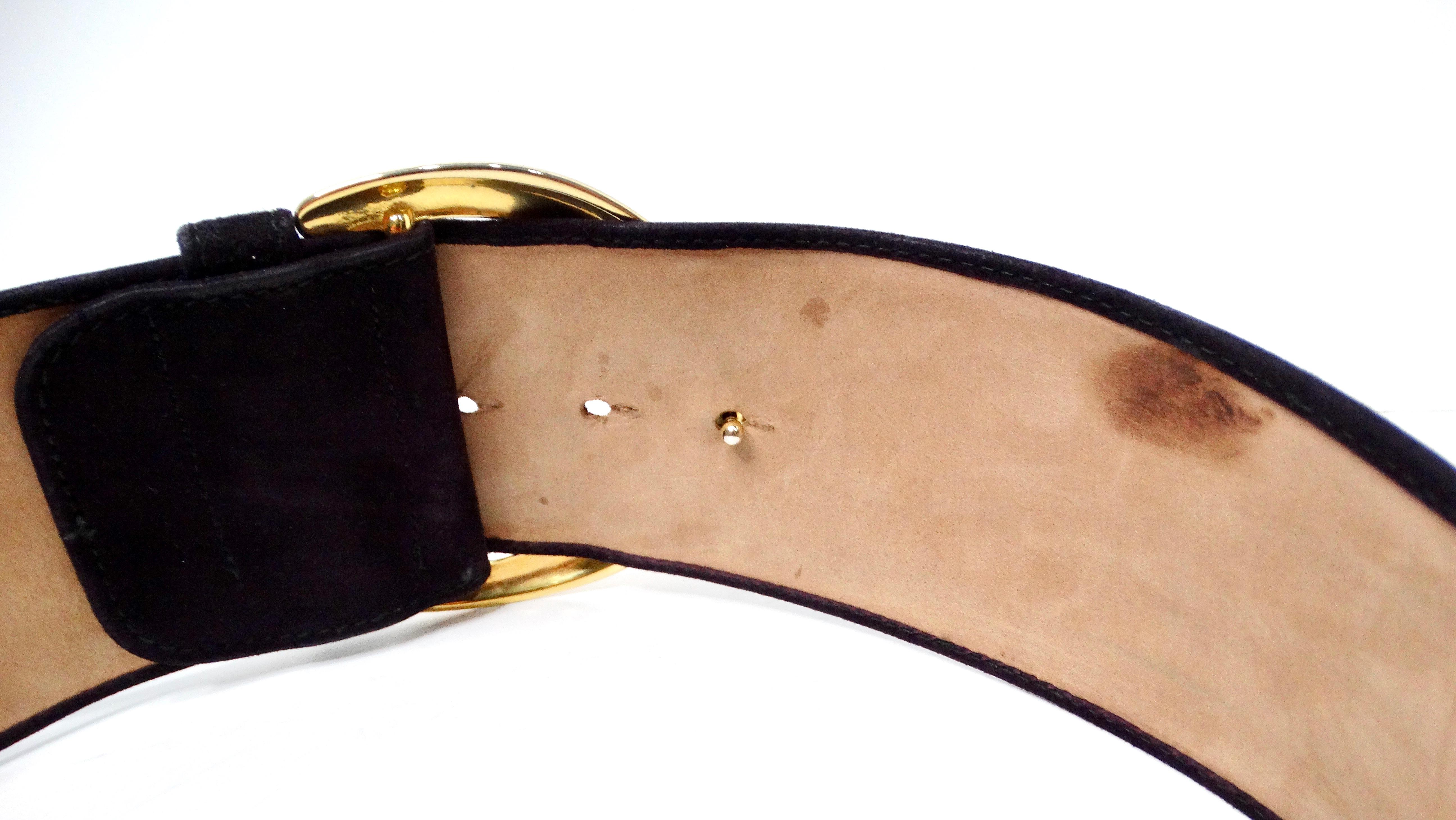 De las mujeres Cinturón grueso de piel de ante morada de Donna Karan de los años 80
